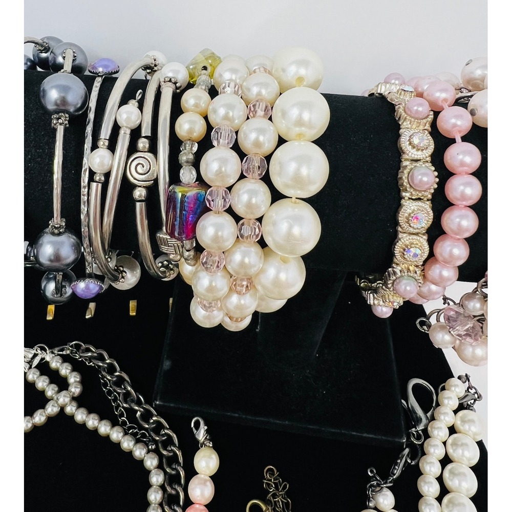 Vintage to Modern Pearl Necklace & Bracelet Gold & Silver Tone Beaded Lot of 30 - Picture 13 of 16